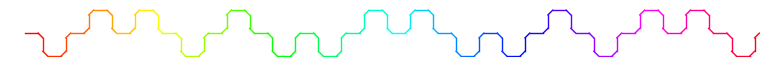 A horizontal line with that wobbles upward and downward with square bends, but just keeps going horizontally on the largest scales